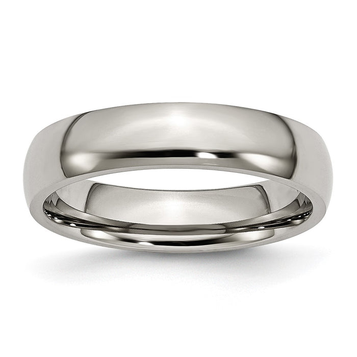 Buy Stylish Chisel Polished Titanium 5mm Half-Round Band - Luxury Value Ring-1