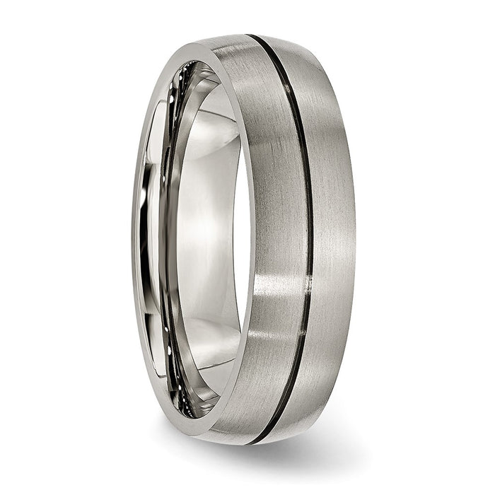 Exclusive Chiseled Titanium 6mm Grooved Ring | Stylish Satin Finish-4