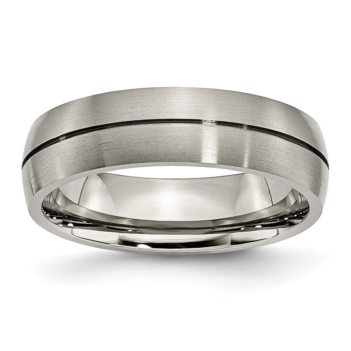 Exclusive 6mm Chiseled Titanium Grooved Ring - Stylish Satin Finish, Affordable Price-1