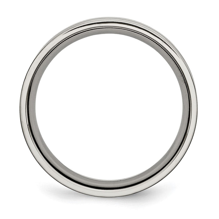 Buy Stylish 6mm Polished Titanium Chisel X-Design Flat Band Ring - Affordable Value-2