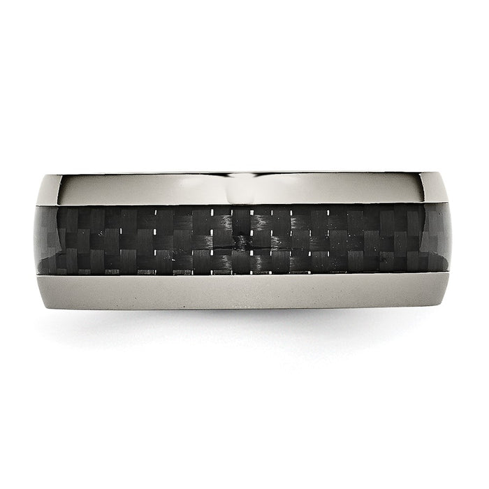 Buy High-Quality 8mm Titanium Band with Polished Finish & Carbon Fiber Inlay-3