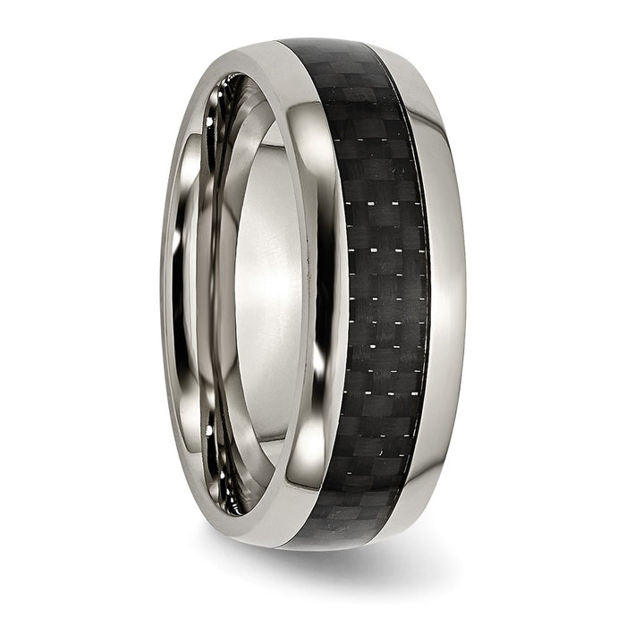 Buy Exclusive 8mm Chisel Titanium Band with Black Carbon Fiber Inlay-4