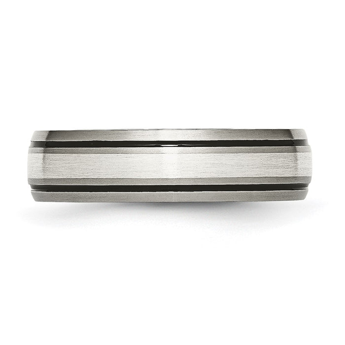Buy Stylish 6mm Antiqued Chisel Titanium Band with Brushed Sterling Silver Inlay-3