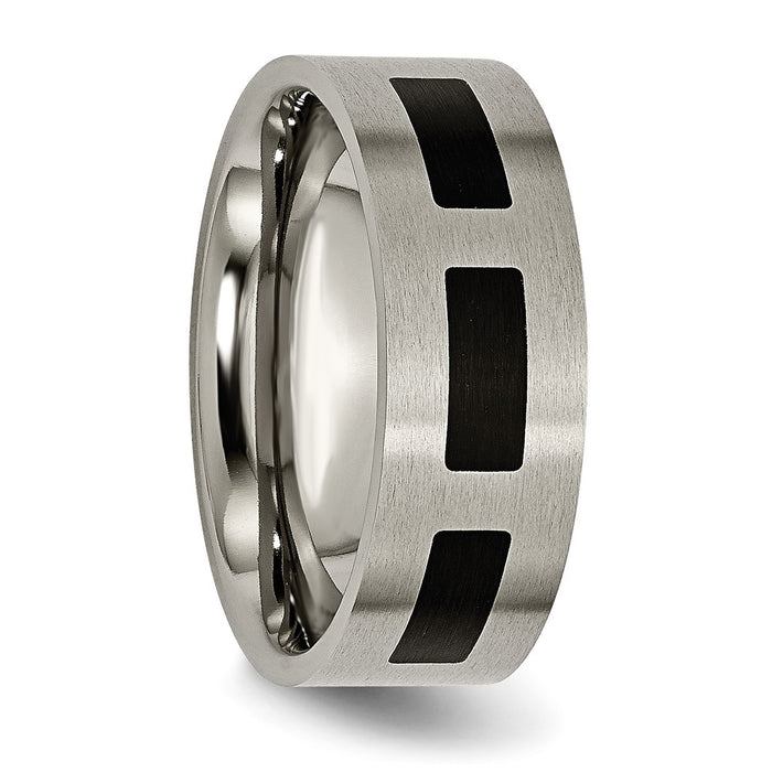 High-Quality 8mm Titanium Flat Band with Black Rubber Inlay | Stylish Value-5