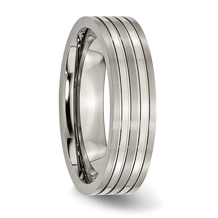 Buy High-Quality 6mm Chiseled Titanium Band - Stylish Brushed & Polished Finish-4