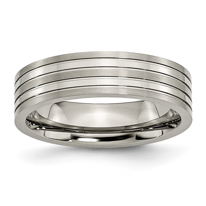 Buy Stylish Chiseled Titanium 6mm Grooved Band - Brushed & Polished Finish-1