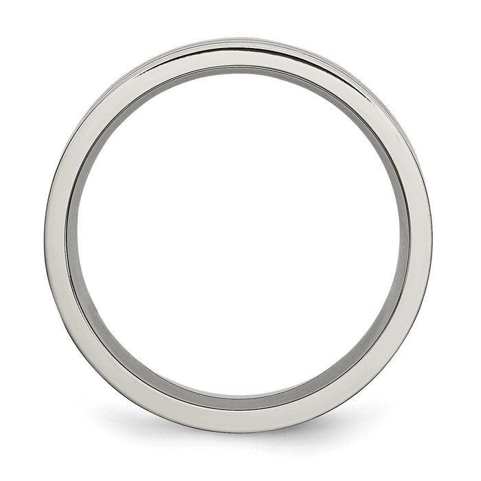 Exclusive Chisel 6mm Grooved Band in Brushed & Polished Titanium - Stylish Value-2