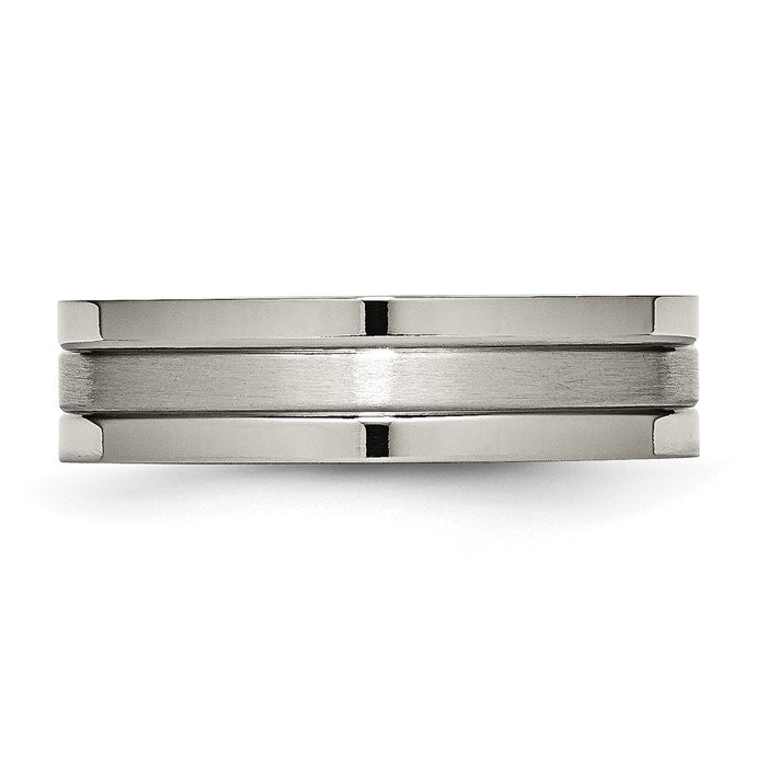 Buy Stylish Chiseled Titanium 6mm Grooved Band - Brushed & Polished Finish-3