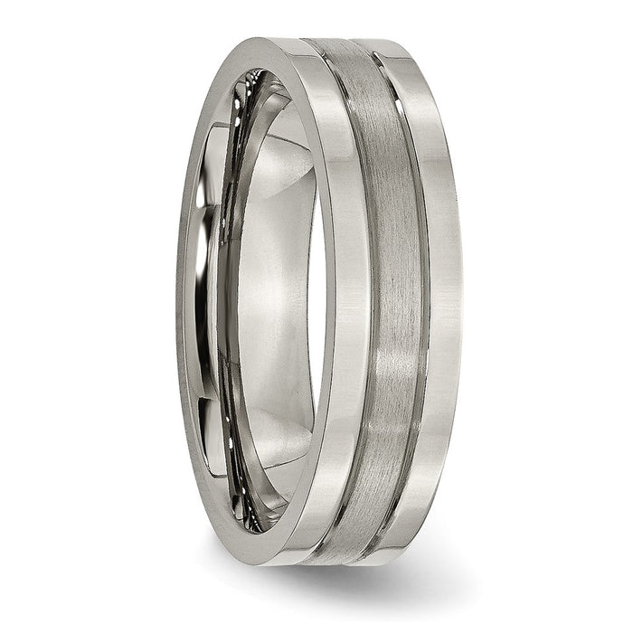 High-Quality Chiseled Titanium 6mm Grooved Band - Stylish Brushed Finish-4