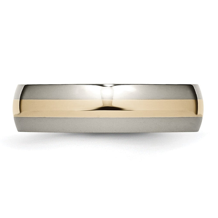 High-Quality Chiseled Titanium Band with 14K Gold Inlay - Stylish 6mm Width-3