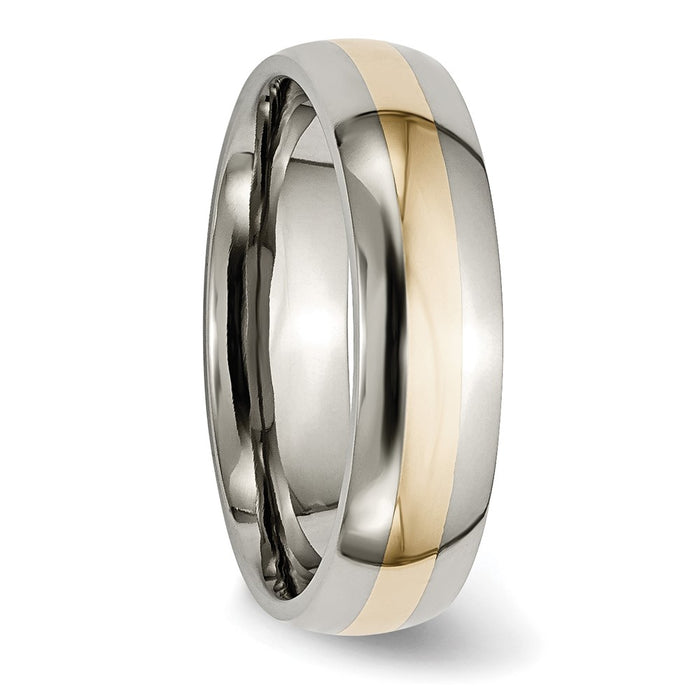Buy Stylish Chiseled Titanium Band with 14K Gold Inlay - 6mm Width-4