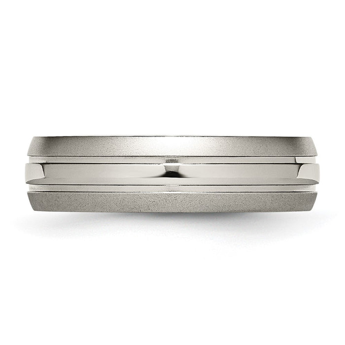 Buy Stylish Chiseled Titanium 6mm Grooved Band | Brushed & Polished Finish-3