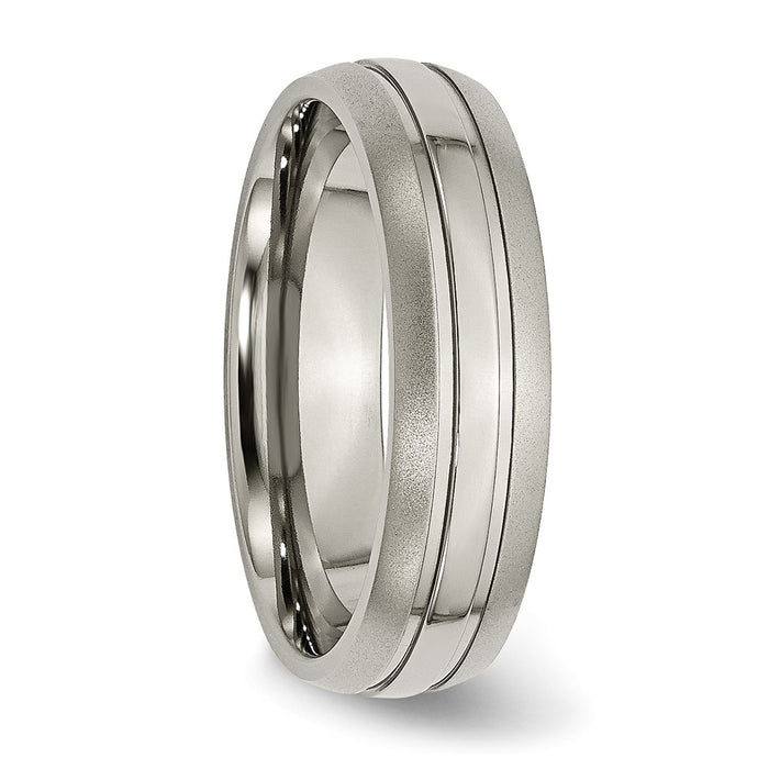 Buy Stylish 6mm Grooved Band in Brushed & Polished Titanium - Luxury Value!-4