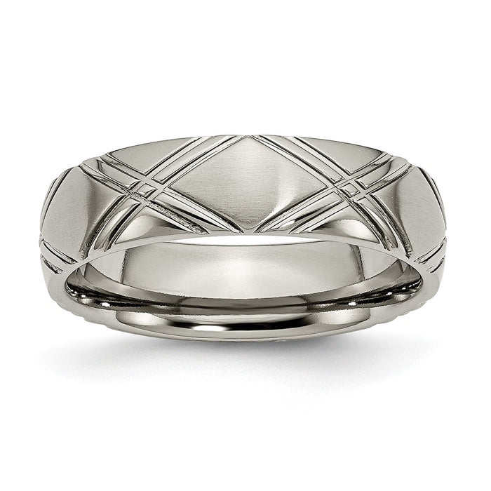 Exclusive 6mm Chisel Criss-Cross Titanium Band - Stylish & Affordable Design-1