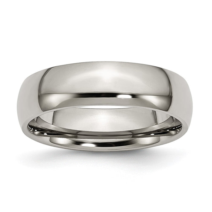Buy Stylish 6mm Polished Titanium Half-Round Band - High-Quality Value Ring-1