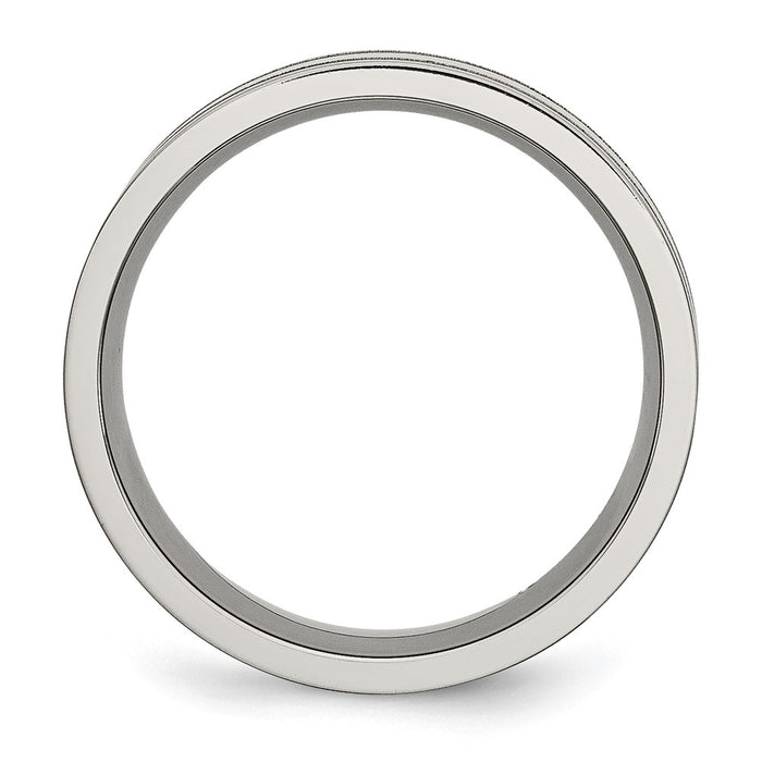 Buy Stylish Chiseled Titanium 8mm Grooved Band - Brushed & Polished Finish-2