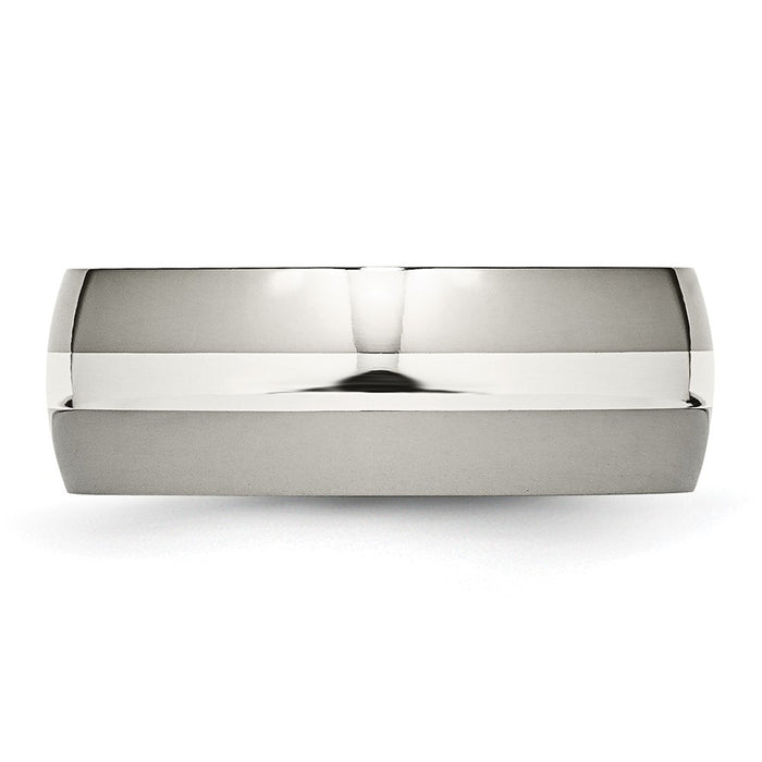 Buy High-Quality 8mm Polished Titanium Chisel Band with Sterling Silver Inlay - Stylish & Affordable-3