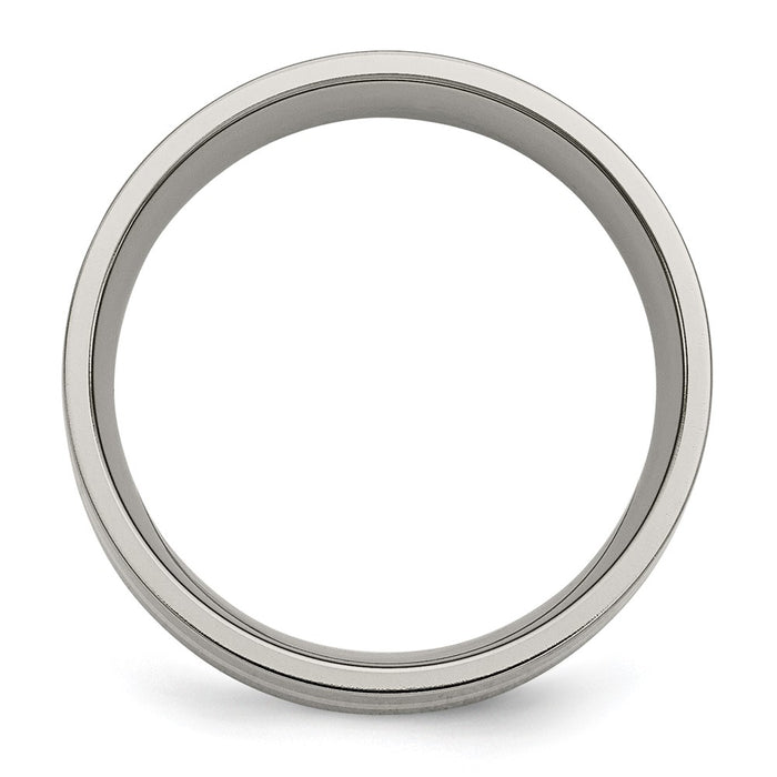High-quality Chiseled Titanium Flat Band with 14K Gold Inlay - 8mm Stylish Design-2