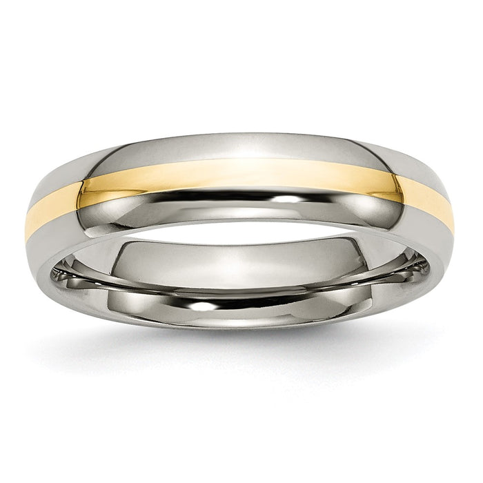 Buy Stylish 5mm Chiseled Titanium Band with 14K Gold Inlay - Luxury Finish-1