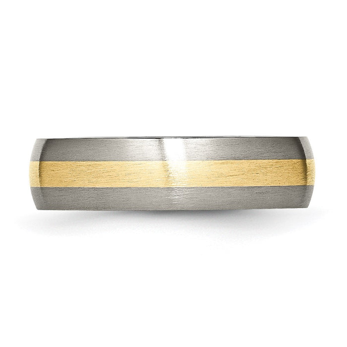 Buy Stylish 6mm Titanium Brushed Chisel Band with 14K Gold Inlay-3