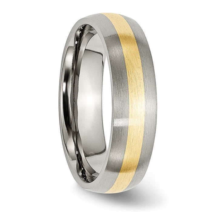High-Quality Brushed Titanium Chisel Band with 14K Gold Inlay, 6mm Width-4