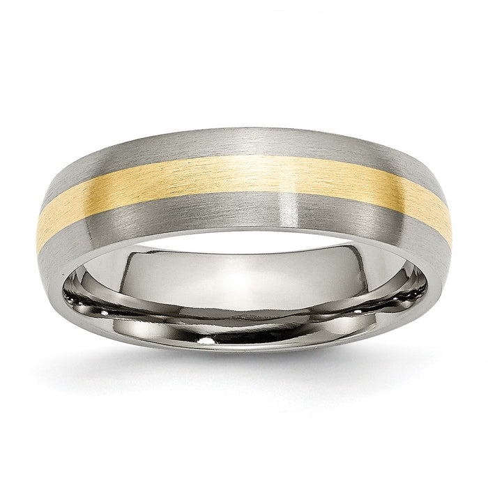 Buy Stylish 6mm Chisel Titanium Band with 14K Gold Inlay - Affordable Luxury-1