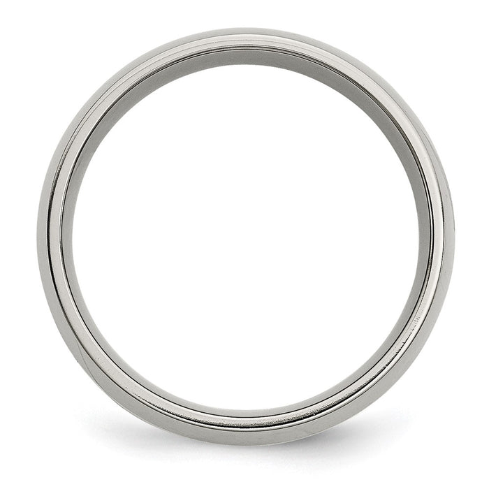 High-Quality Polished Titanium Chisel Band with 14K Gold Inlay - 8mm Width-2