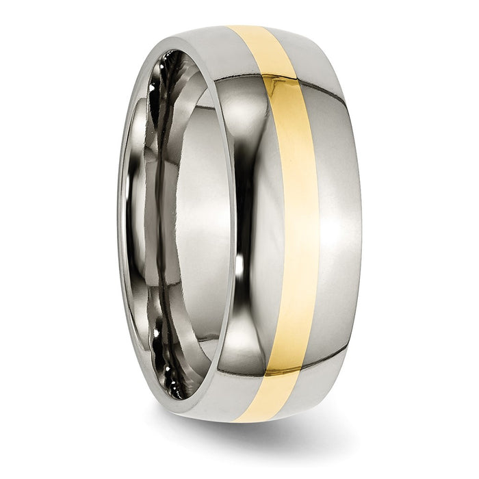 Exclusive Chiseled Titanium Band 8mm with 14K Gold Inlay - Stylish Luxury!-4