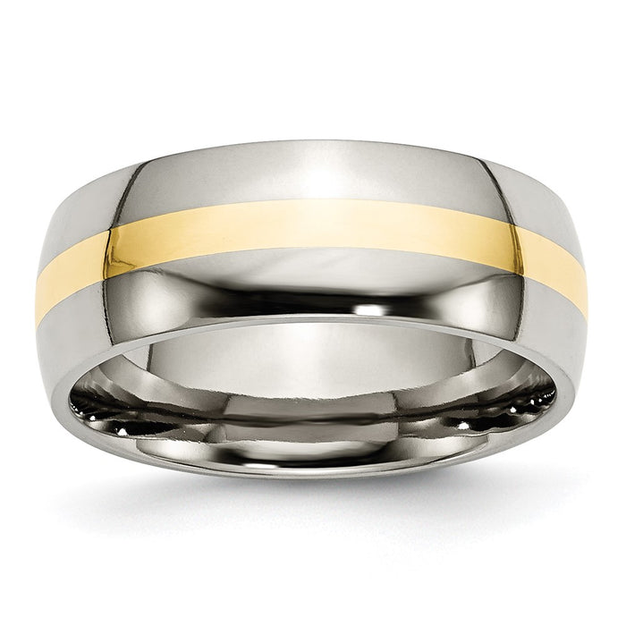 High-Quality Chiseled Titanium Band with 14K Gold Inlay - 8mm Width, Stylish Value-1