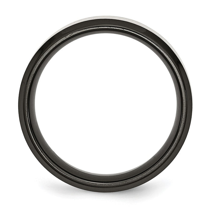 High-quality 8mm Beveled Edge Band in Brushed Titanium & Black IP-Plating-2