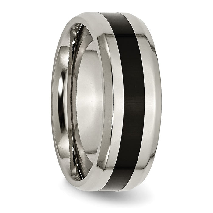 Buy Stylish 8mm Chiseled Titanium Beveled Edge Band with Polished Enamel Finish-4