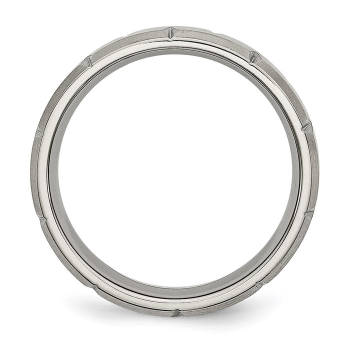 Buy Designer Chisel Titanium Brushed 6mm Notched Ring - Stylish & Affordable-2
