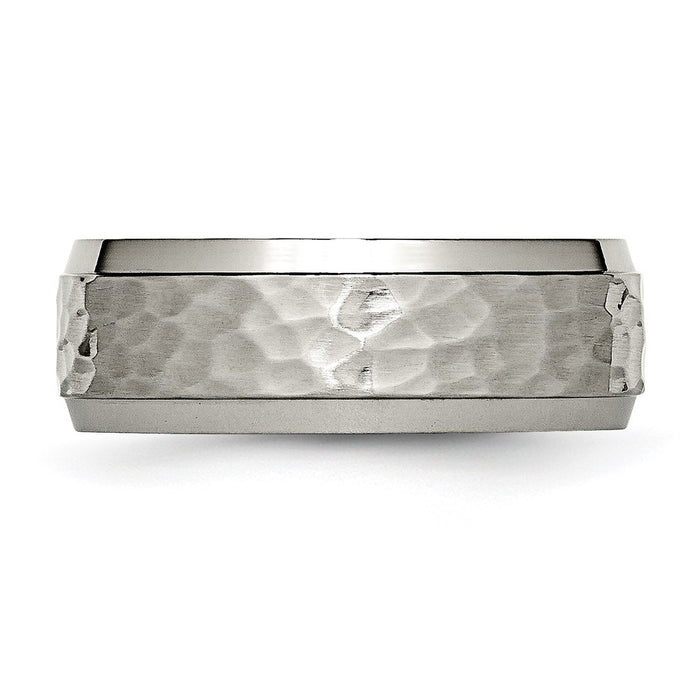 High-Quality 8mm Chiseled Titanium Beveled Edge Band - Stylish and Affordable!-3
