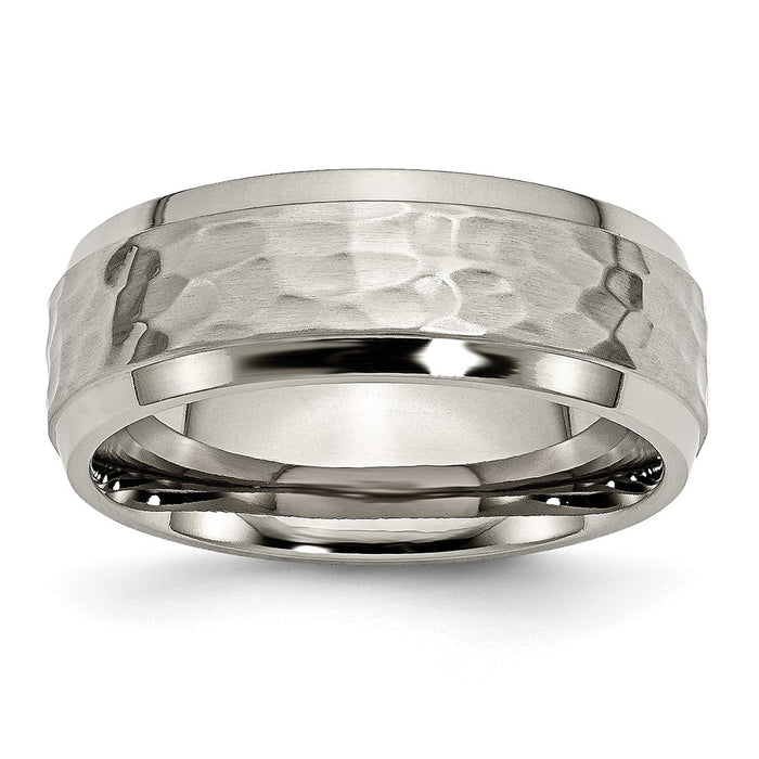 Shop Exclusive 8mm Chiseled Titanium Beveled Edge Band - Stylish Finish-1
