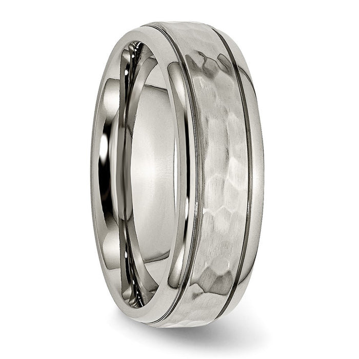 Buy Stylish Chiseled Titanium 7mm Polished & Hammered Band - Luxury Value!-4
