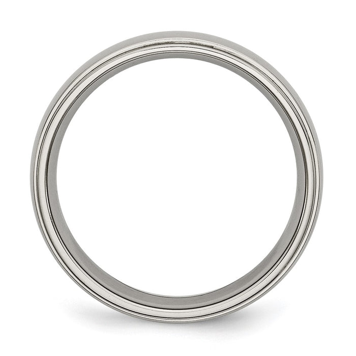 Buy Stylish 6mm Polished Titanium Chisel Ring with Ridged Edge - Affordable Luxury!-2