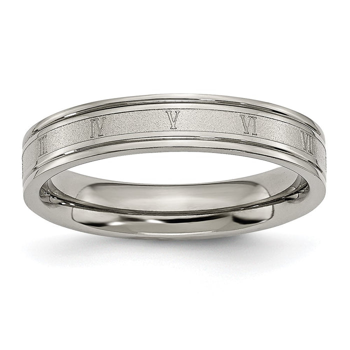 Buy Stylish 4mm Brushed Titanium Band with Roman Numerals - Luxury Design-1