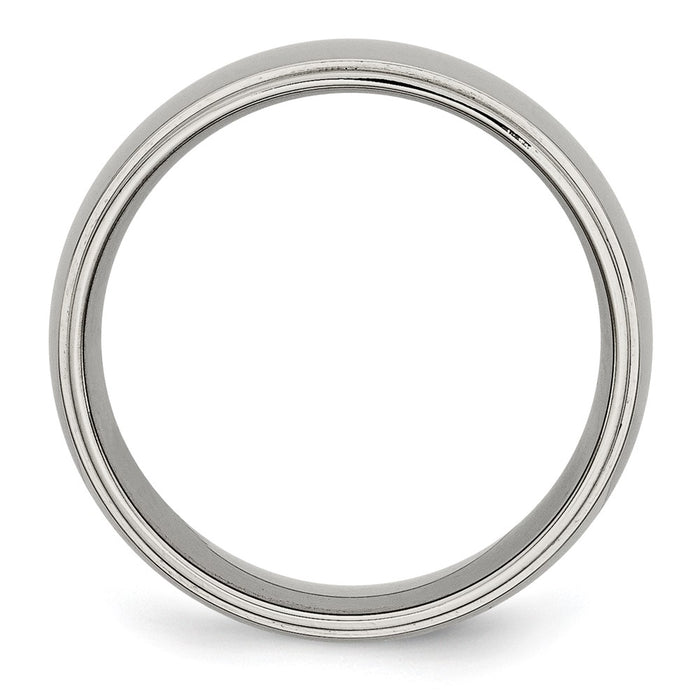 Buy Stylish 8mm Polished Titanium Band with Ridged Edges - Luxury Value!-2
