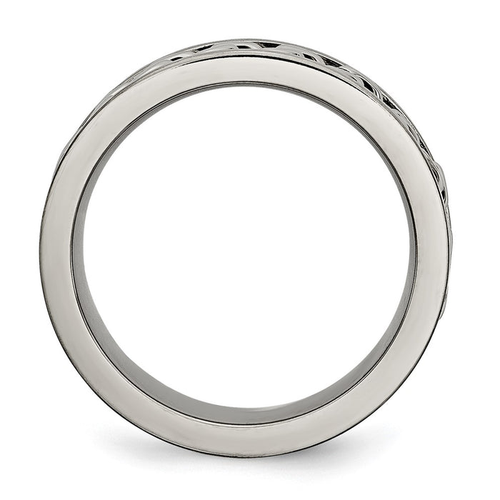 High-Quality 7mm Chisel Titanium Brushed Chain Inlay Ring - Stylish Value!-2
