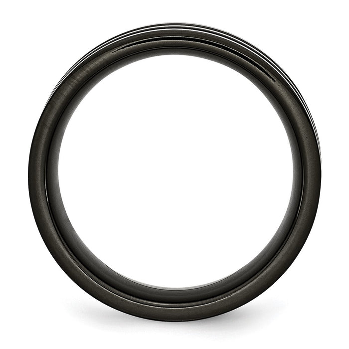 Buy Stylish 8mm Chisel Titanium Band with Polished Black IP & Carbon Inlay-2