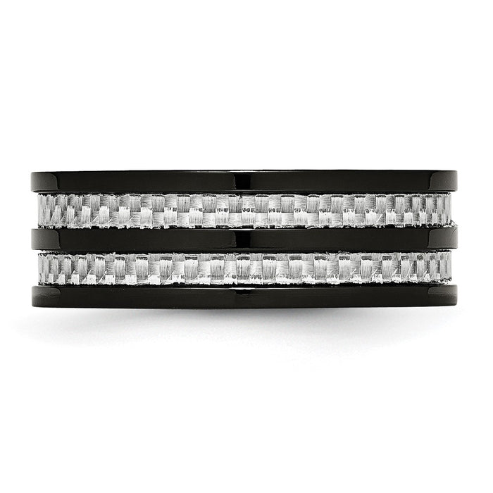 Buy High-Quality 8mm Titanium Band with Polished Black IP Finish & Carbon Fiber Inlay-3