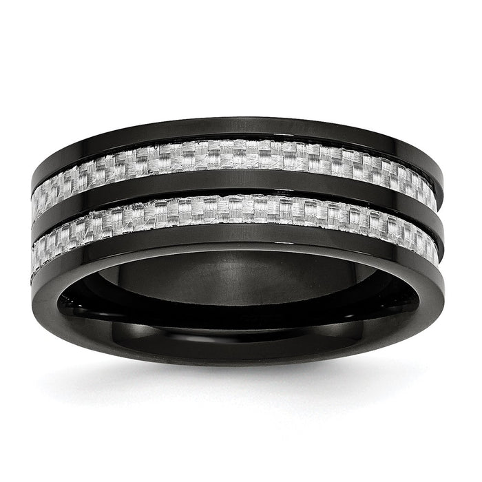 High-quality 8mm Titanium Band with Black IP Finish & Carbon Fiber Inlay-1