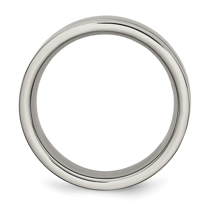 Exclusive Chiseled Titanium Band - 8mm with Black Carbon Fiber Inlay, Stylish & Durable-2