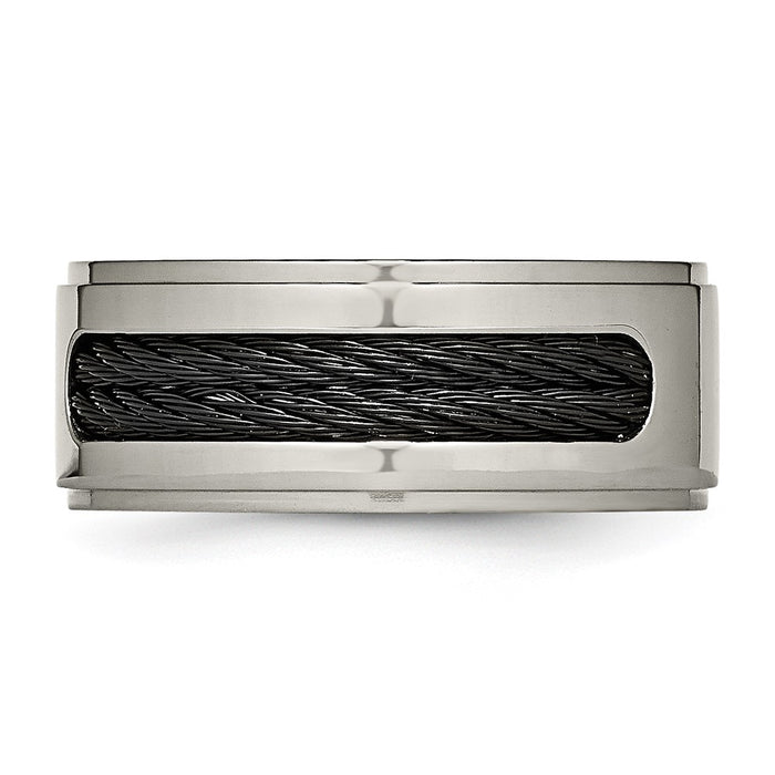 High-quality Chisel Titanium 10mm Band with 1/20 Carat Diamonds - Stylish Look!-2