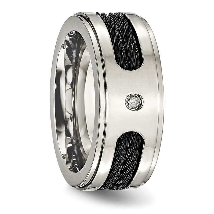 High-Quality Chisel Titanium 10mm Band with 1/20 Carat Diamonds | Stylish Value-5