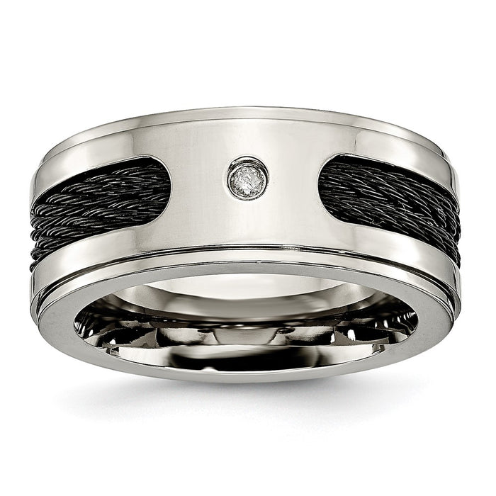 Shop Stylish Chisel Titanium 10mm Band with Black IP Plating & 1/20 Carat Diamonds-1