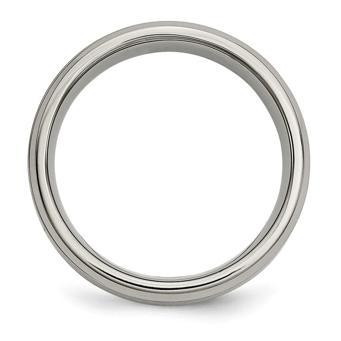 Order Stylish 7mm Brushed Titanium Band with Chiseled Center & 1/20ct Diamond-2