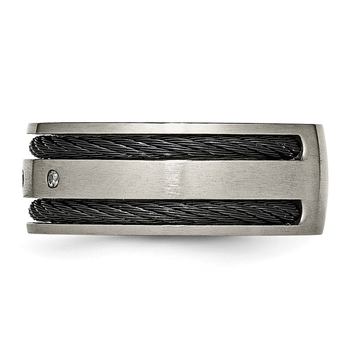 Buy Stylish 10mm Chisel Titanium Band with 1/20 Carat Diamond Accent-3