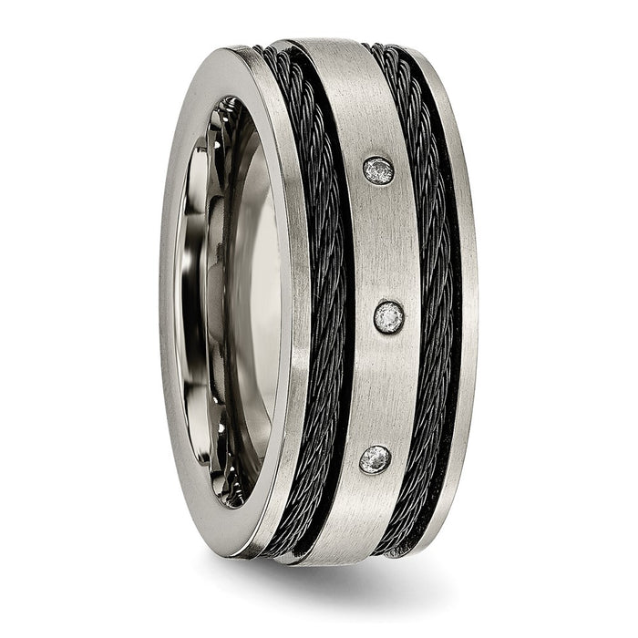 Buy Stylish 10mm Chisel Titanium Band with 1/20 Carat Diamond Accent-5