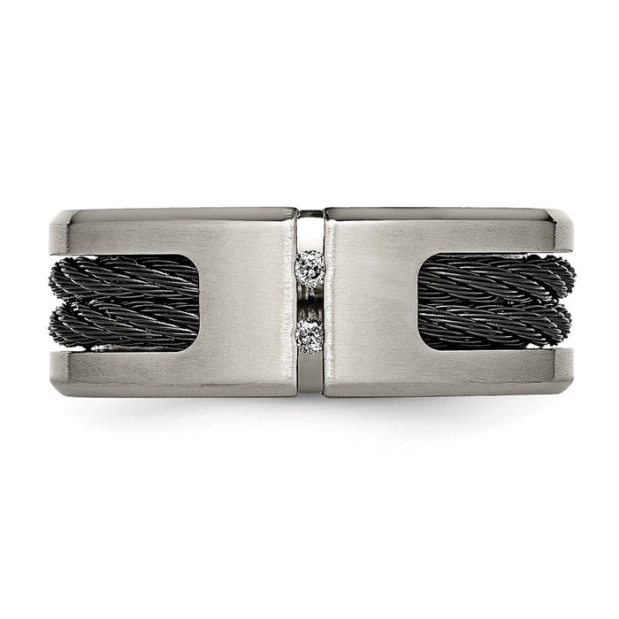 Shop Stylish Chisel Titanium 10mm Band with Diamond Accent & Black IP-Plating-4